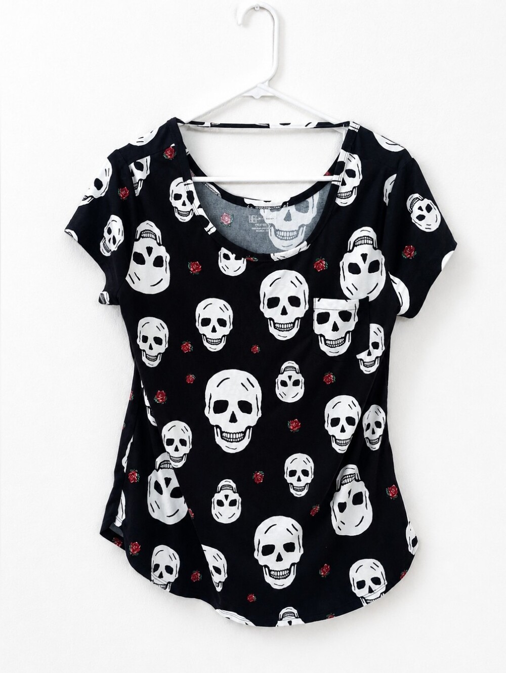 Skull & Roses Black Graphic Top Plus Size 2X